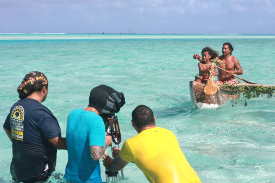 Locals in Aitutaki helped make the film happen – including making costumes and canoes. 13082119